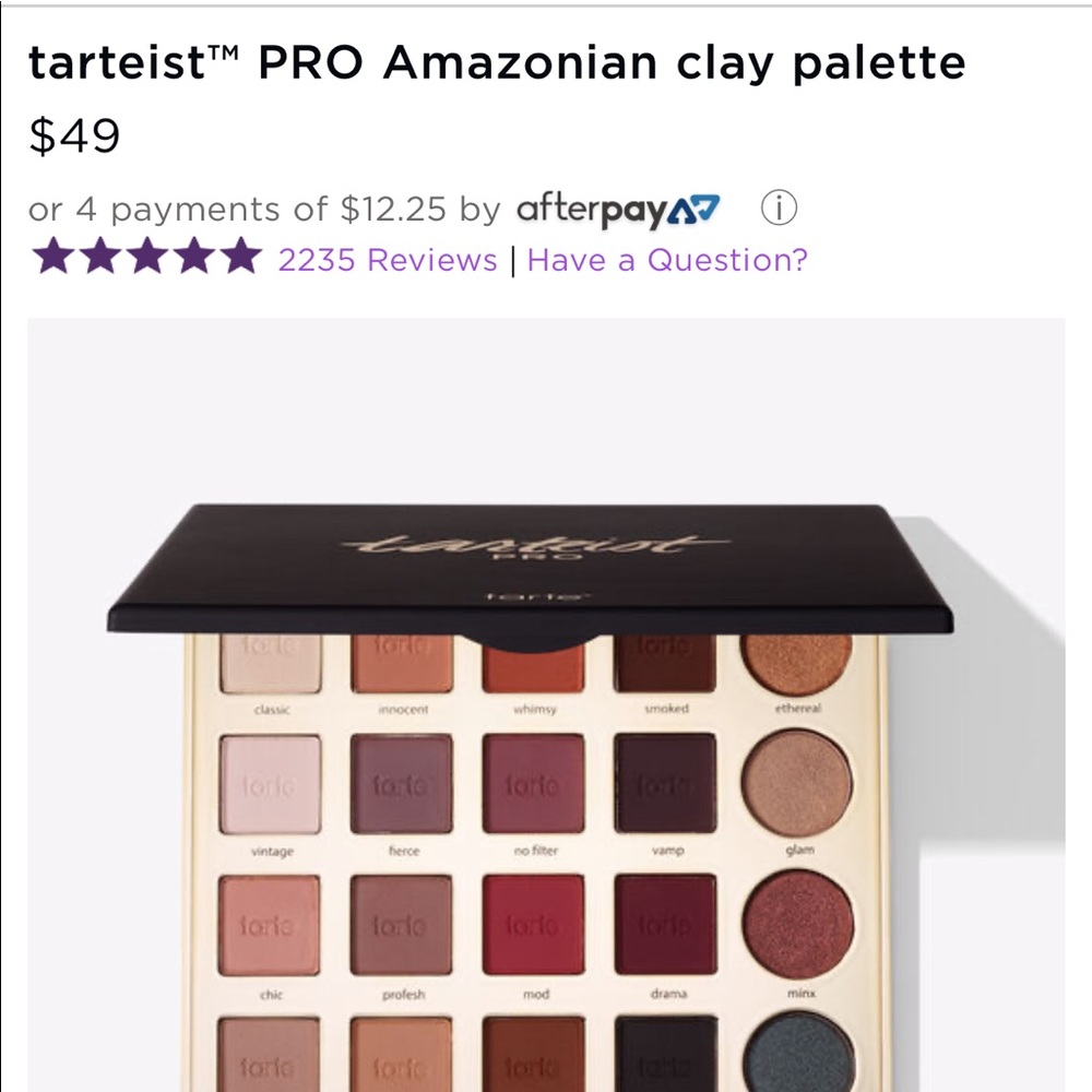 Brand New Tarteist Pro Amazonian Clay Palette
